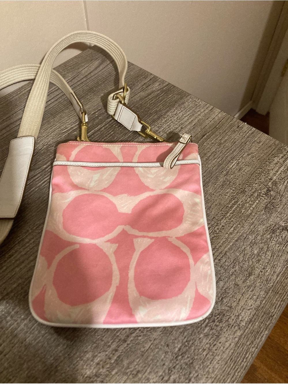 Coach Pink & White Patterned Crossbody Bag